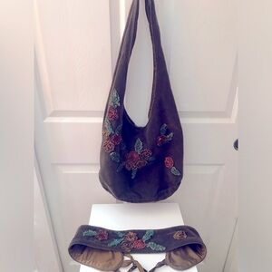 Cute, chocolate satchel bag that came with a matching belt!